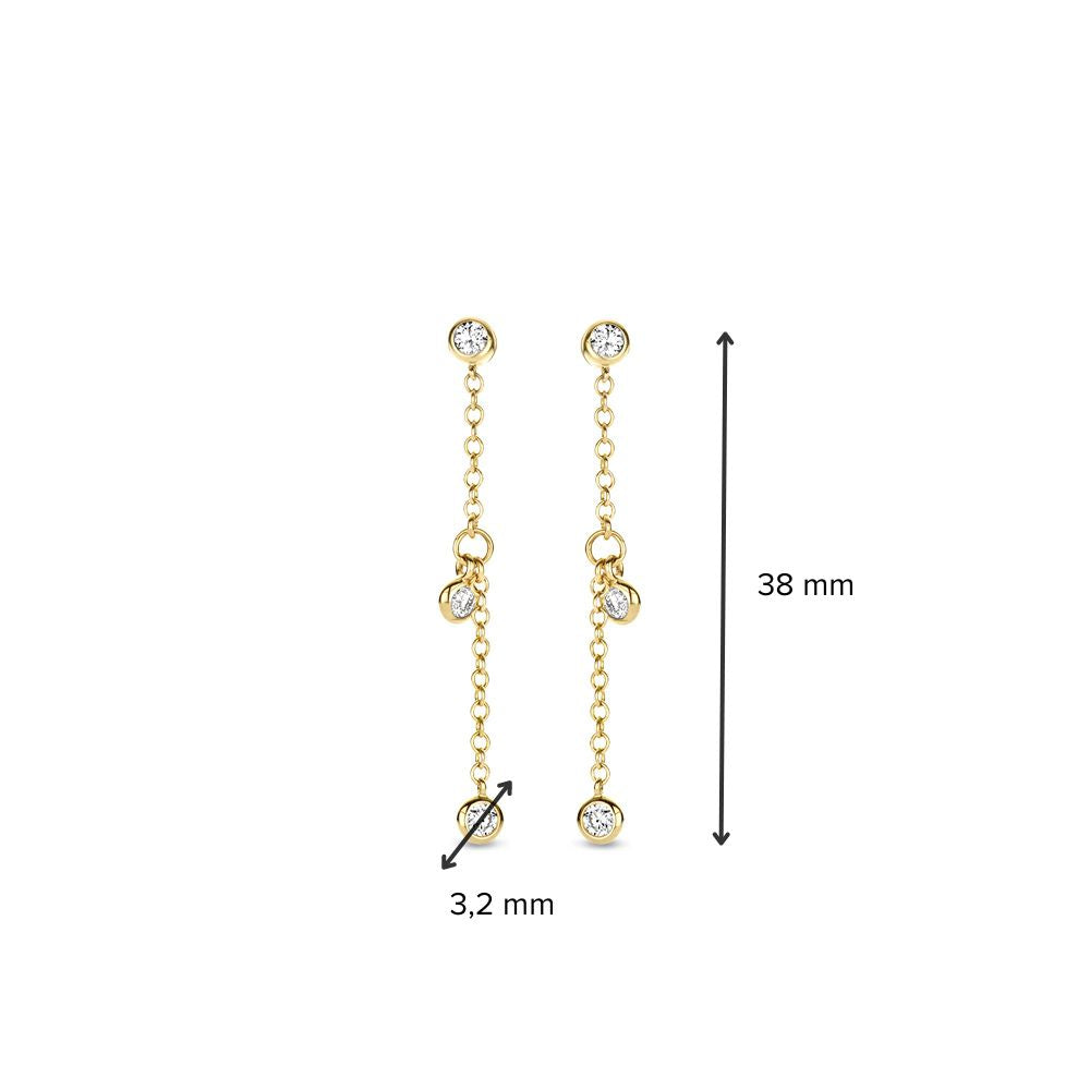 Wunderschöne Gelbgoldene Hängeohrstecker mit tanzenden Diamanten von 0,24 Karat