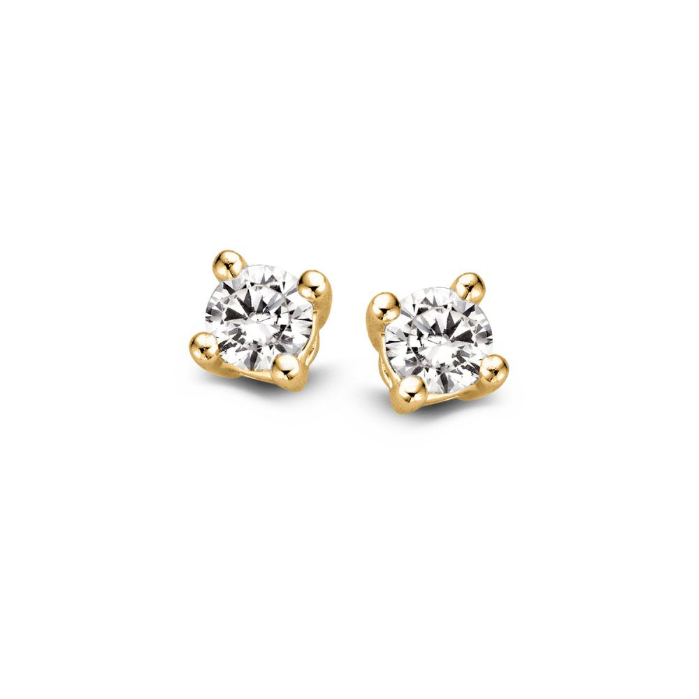 Gelbgoldene Solitär-Ohrstecker mit zwei Diamanten von 0,16 ct