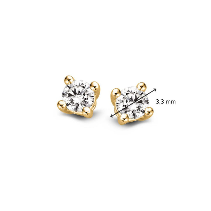 Geelgouden Solitair Oorknoppen met 2 Diamanten van 0,16 crt.