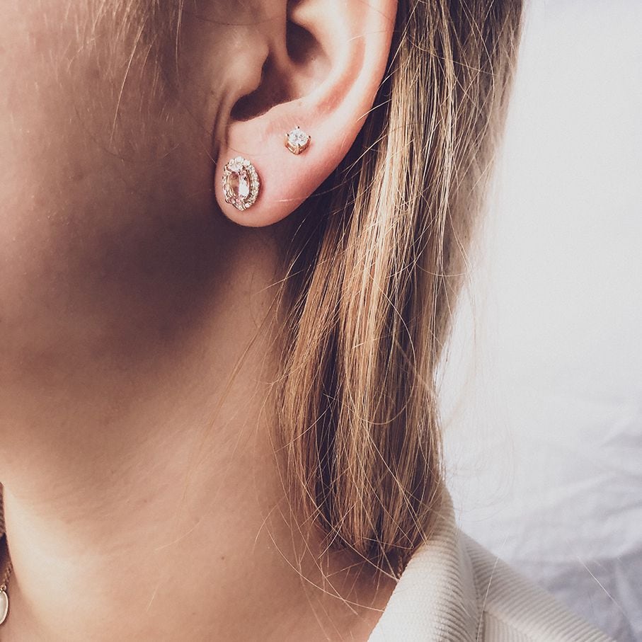 Gelbgold Solitär Ohrstecker mit 2 Diamanten von 0,25 ct