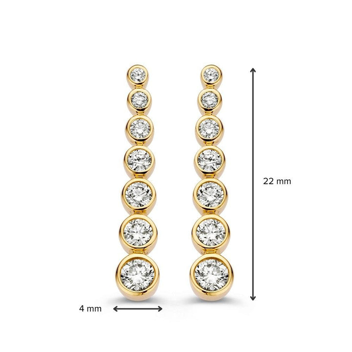 Schitterende Geelgouden Diamanten Oorhangers met Briljanten in Oplopende Grootte – 0,70 crt.