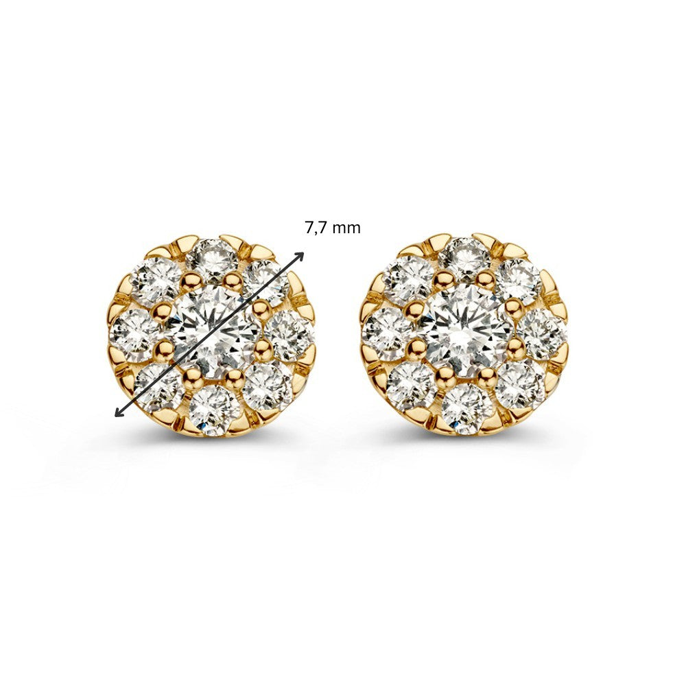 Gelbgold Ohrstecker mit Diamant in Entourage Fassung – 0,80 ct