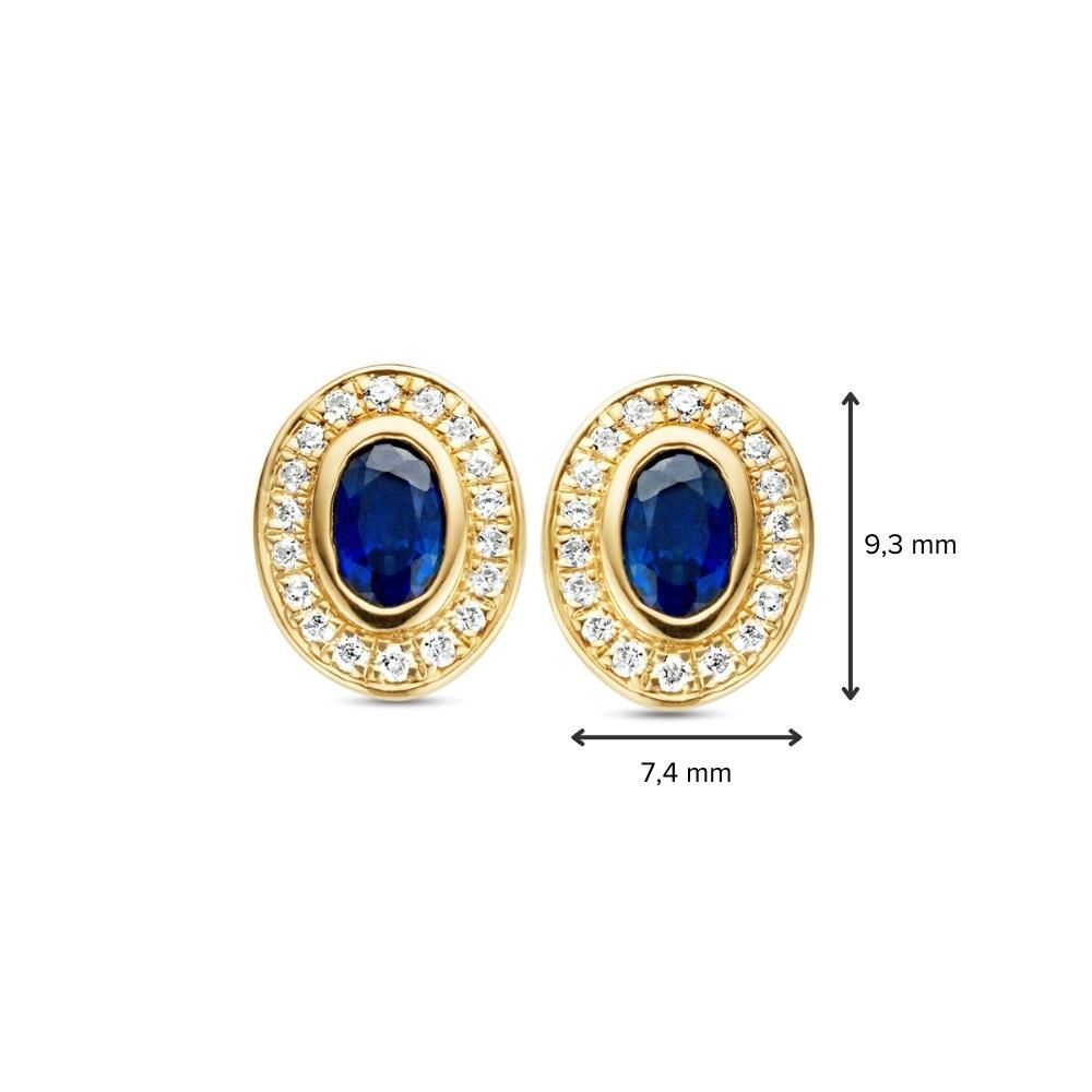 Gelbgold-Ohrstecker mit blauen Saphiren und Diamanten – 0,15 kt