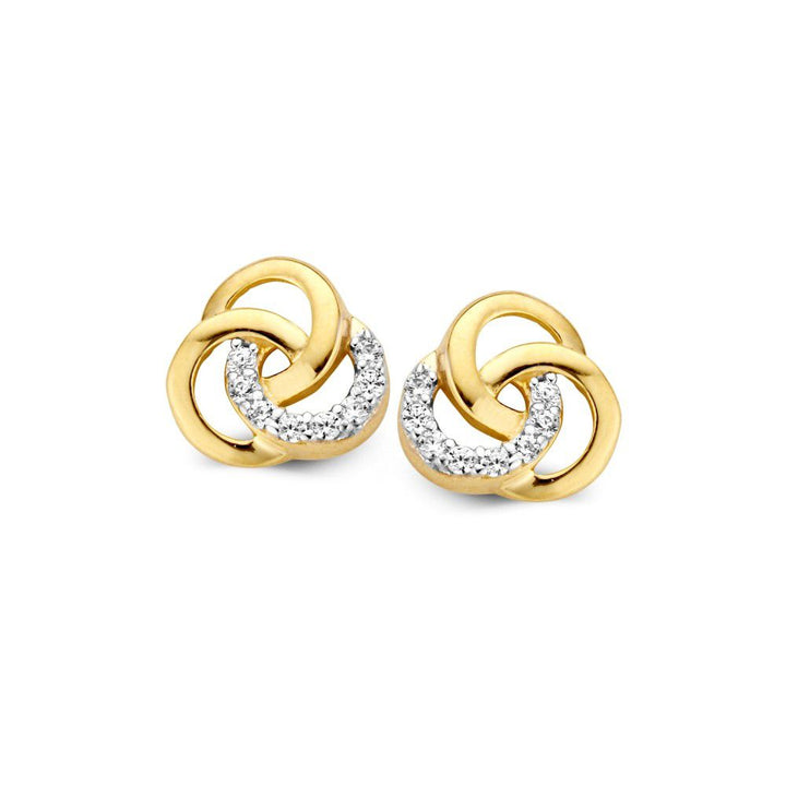 Geelgouden Oorstekers met Zirkonia's – 14 Karaat, Elegant Design