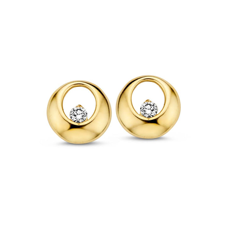 Geelgouden Oorstekers met Zirkonia's – 14 Karaat, Subtiel en Elegant