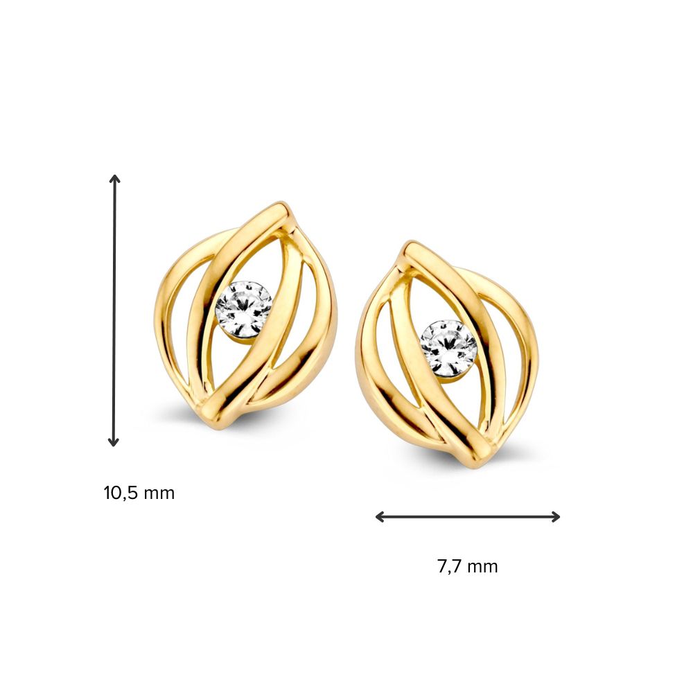 Gelbgold Ohrstecker mit Zirkonia – 14 Karat, Elegante Ohrringe