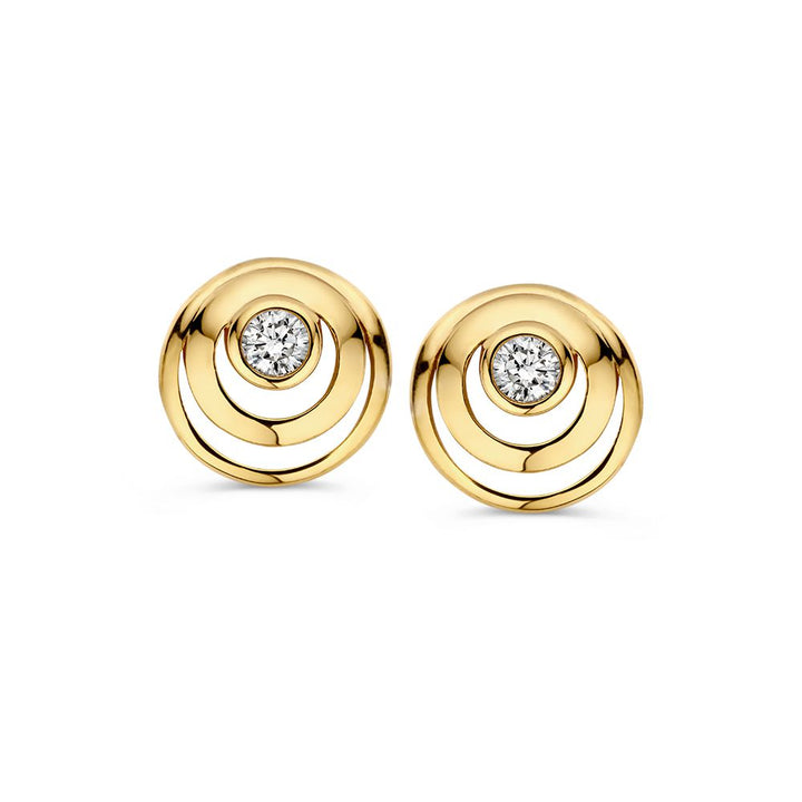 Geelgouden Oorstekers met Zirkonia – 14 Karaat, Elegant en Tijdloos