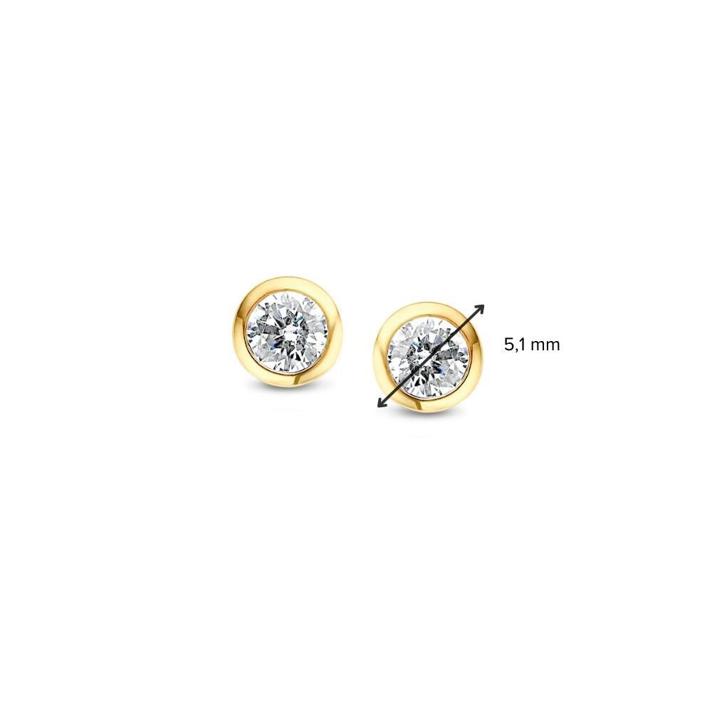 Geelgouden Oorstekers met Zirkonia 14 Karaat – Witte Zirkonia