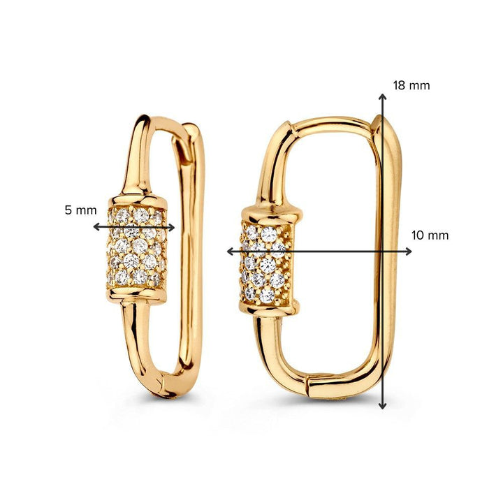 Ovale Geelgouden 'Paperclip' Oorringen met Zirkonia – 14 Karaat, Verfijnde Luxe