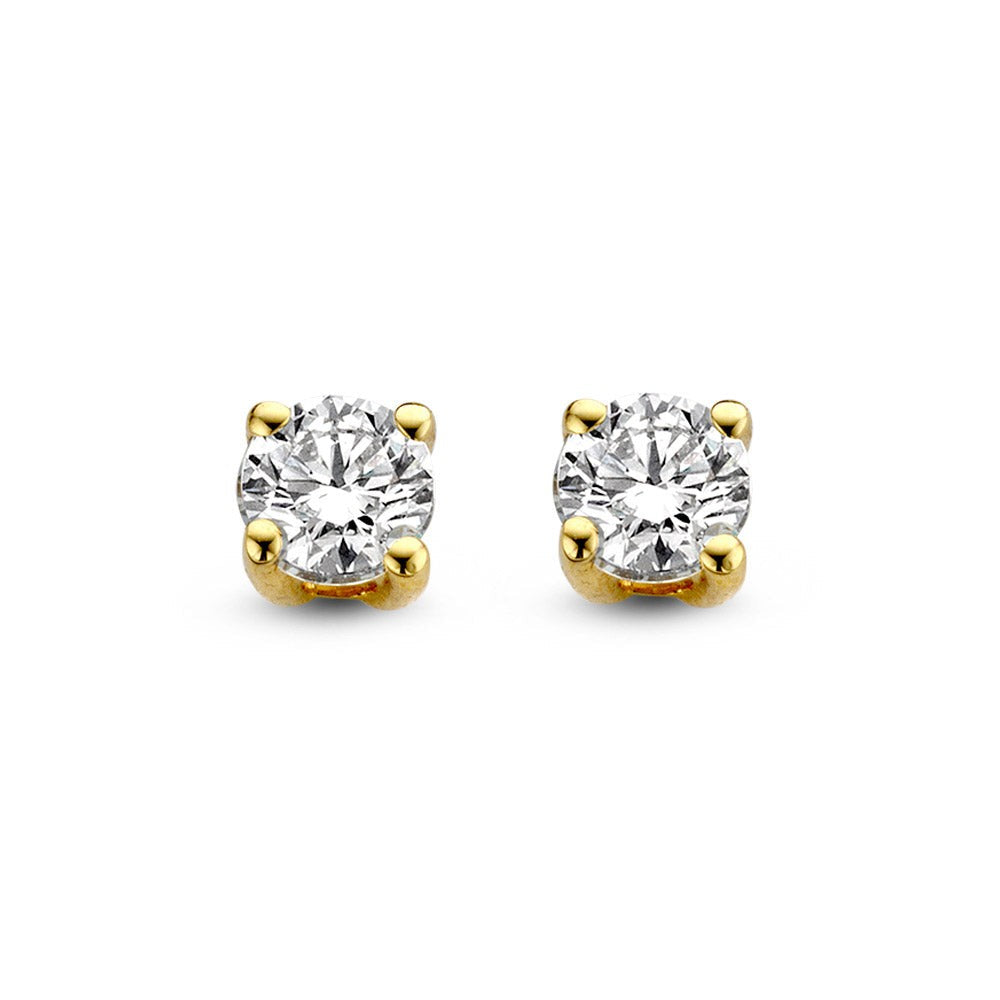 Ohrstecker aus 0,50 ct. Gelbgold mit klaren, runden Zirkonia-Steinen
