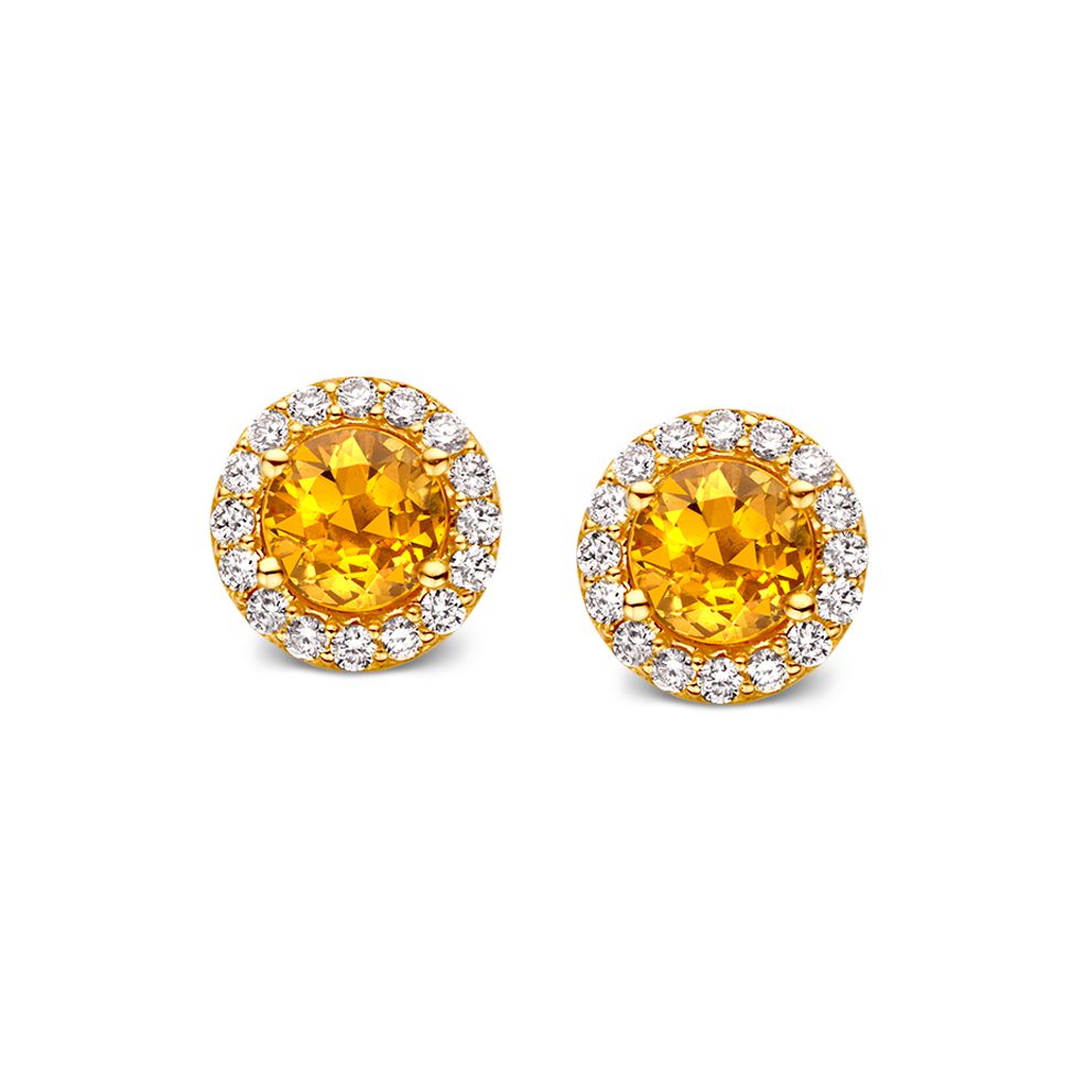Roségoldene Ohrstecker mit orangefarbenen Saphiren und weißen Brillanten