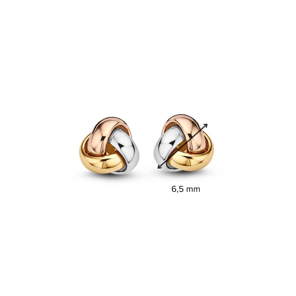 Dreifarbige Goldohrstecker, Knoten-Modell – 14 Karat, Subtiler Luxus