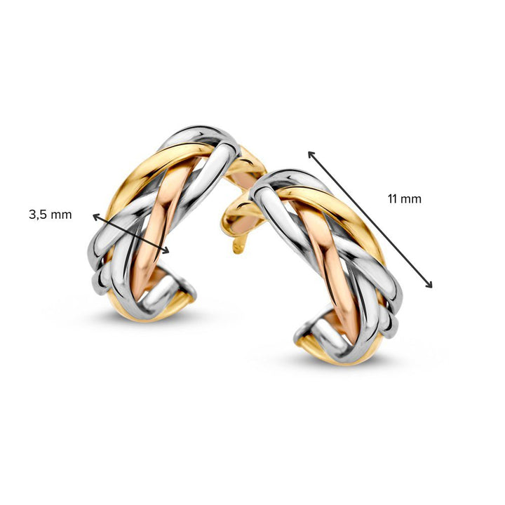 Tricolor Gouden Oorstekers – 14 Karaat, Elegantie in Drie Kleuren