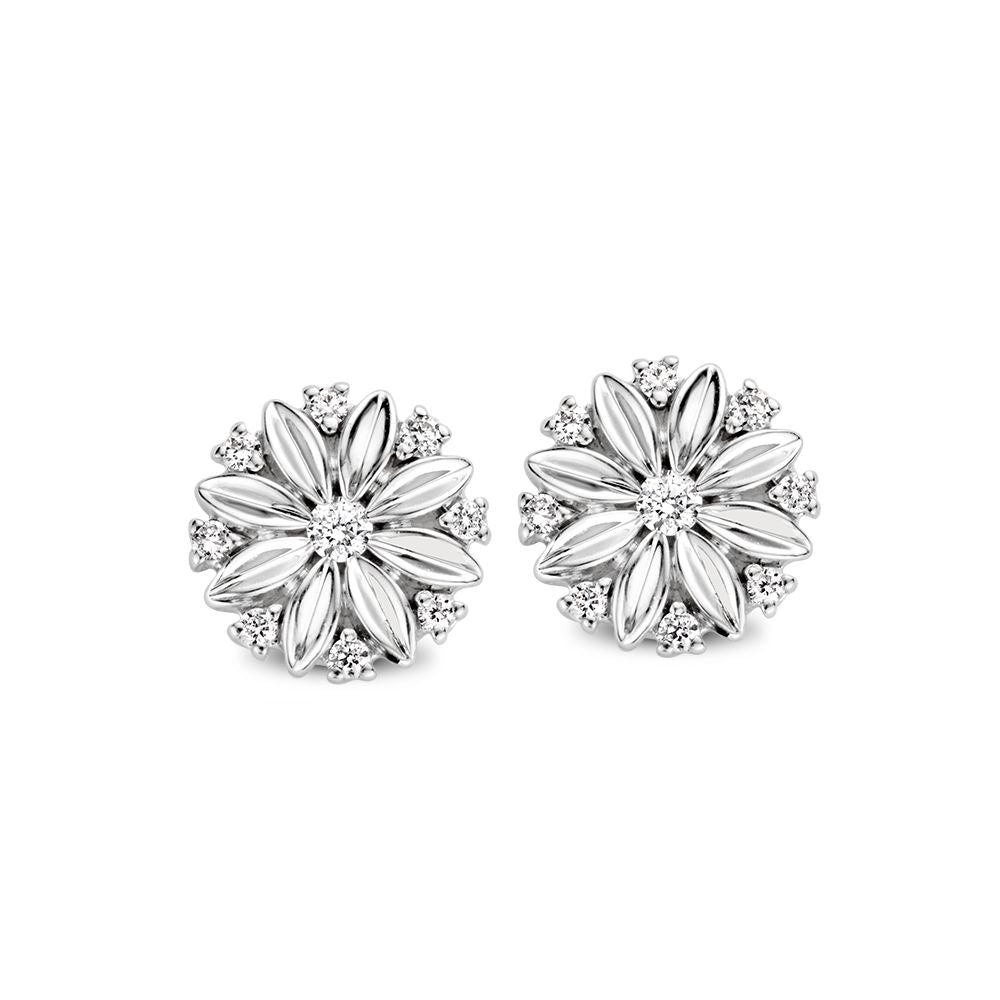 Witgouden Oorstekers met Diamant – 14 Karaat, Briljantslijpsel, Subtiele Luxe