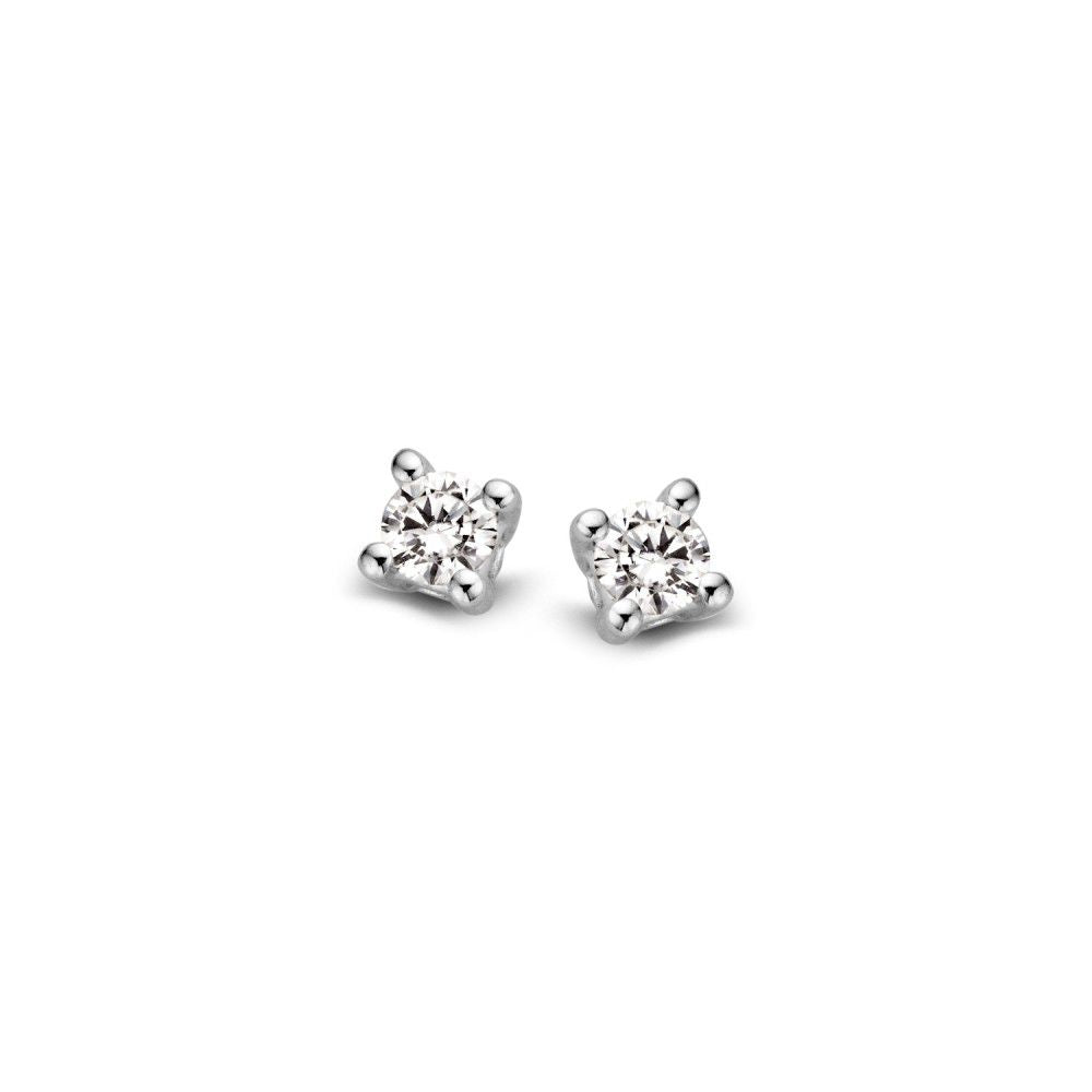 14-karätige Weißgold-Ohrstecker mit zwei 0,05 ct Brillant-Diamanten