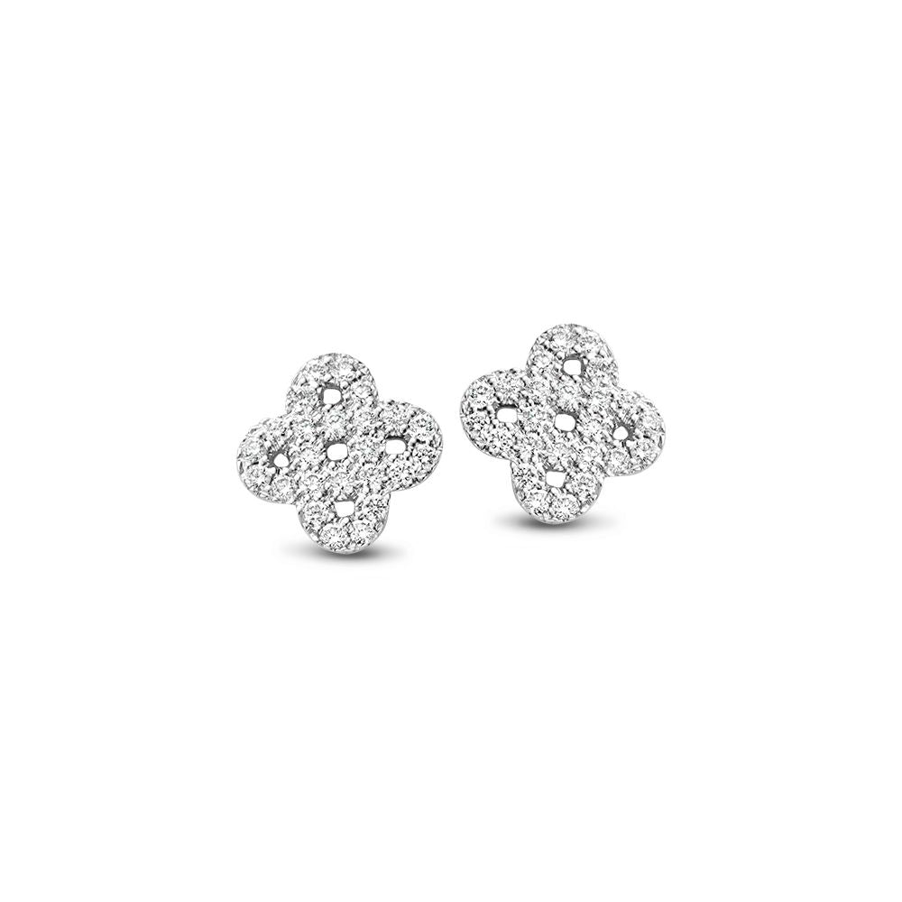 Ohrringe aus 14-karätigem Weißgold mit 0,14 ct Brillanten in Blumenform