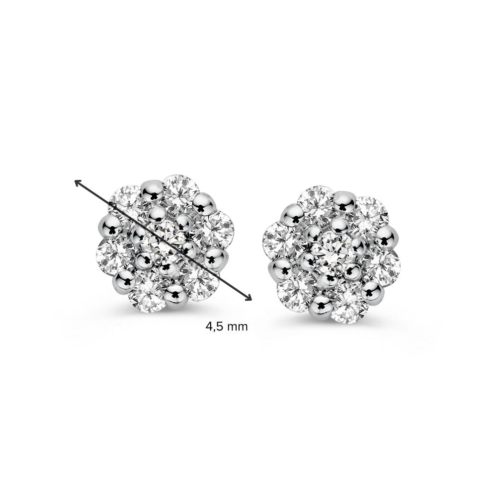 Ohrstecker aus Weißgold mit Diamanten in Entourage-Fassung – 14 Karat, 0.16 ct Brillant