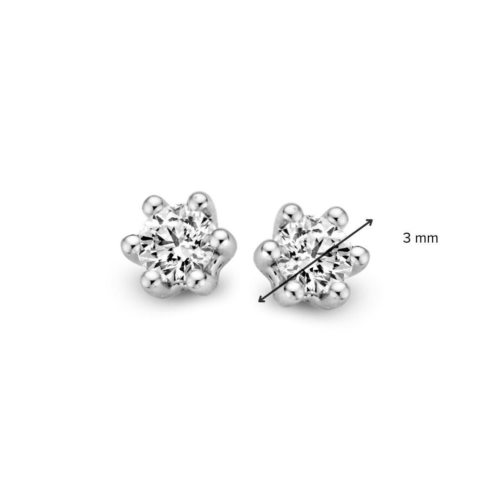 Weißgold Solitär Ohrstecker in Sechsfachkrappenfassung – 14 Karat, 0.20 ct Diamant Brillant