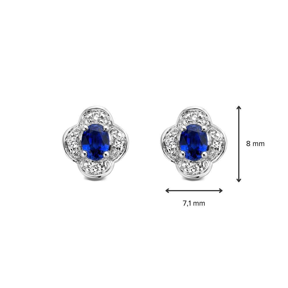 14K Ohrringe für Damen von Van der Kooij, 0.70 ct Saphir, 0.12 ct Diamant
