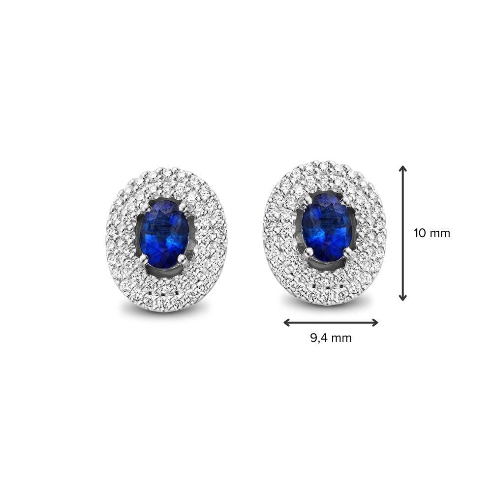 Ohrstecker aus Weißgold mit blauem Saphir und Diamant