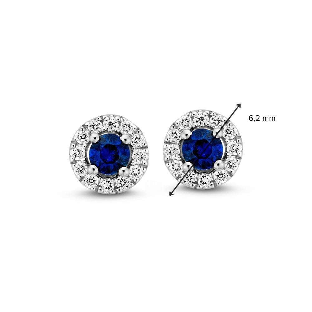 Ohrstecker aus Weißgold mit Saphir und Diamant – 14 Karat, Brillantschliff