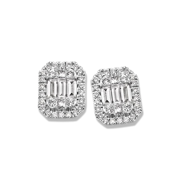 Witgouden Oorstekers met Baguette Diamanten – 14K Oorbellen voor Dames, 0.80 crt Diamant