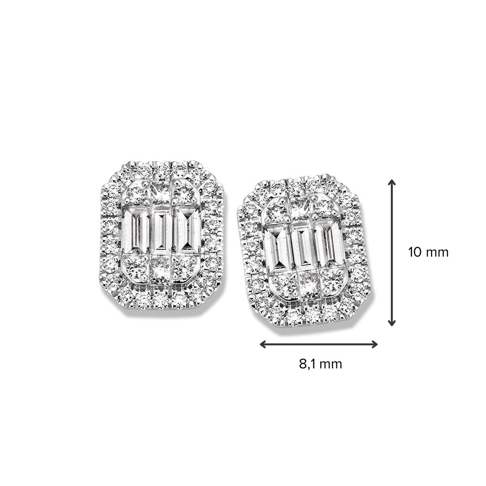 Ohrstecker aus Weißgold mit Baguette-Diamanten – 14K Ohrringe für Damen, 0,80 Karat Diamant