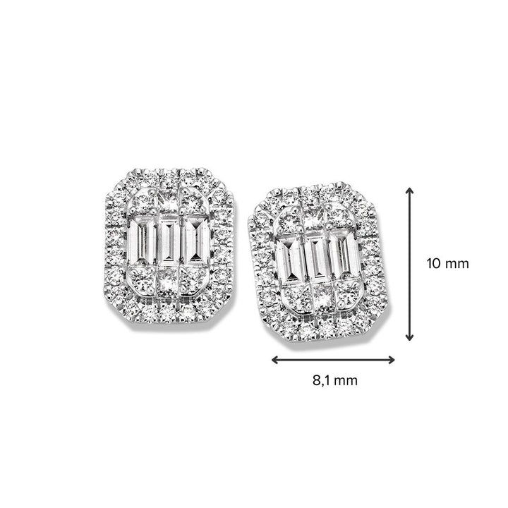 Witgouden Oorstekers met Baguette Diamanten – 14K Oorbellen voor Dames, 0.80 crt Diamant