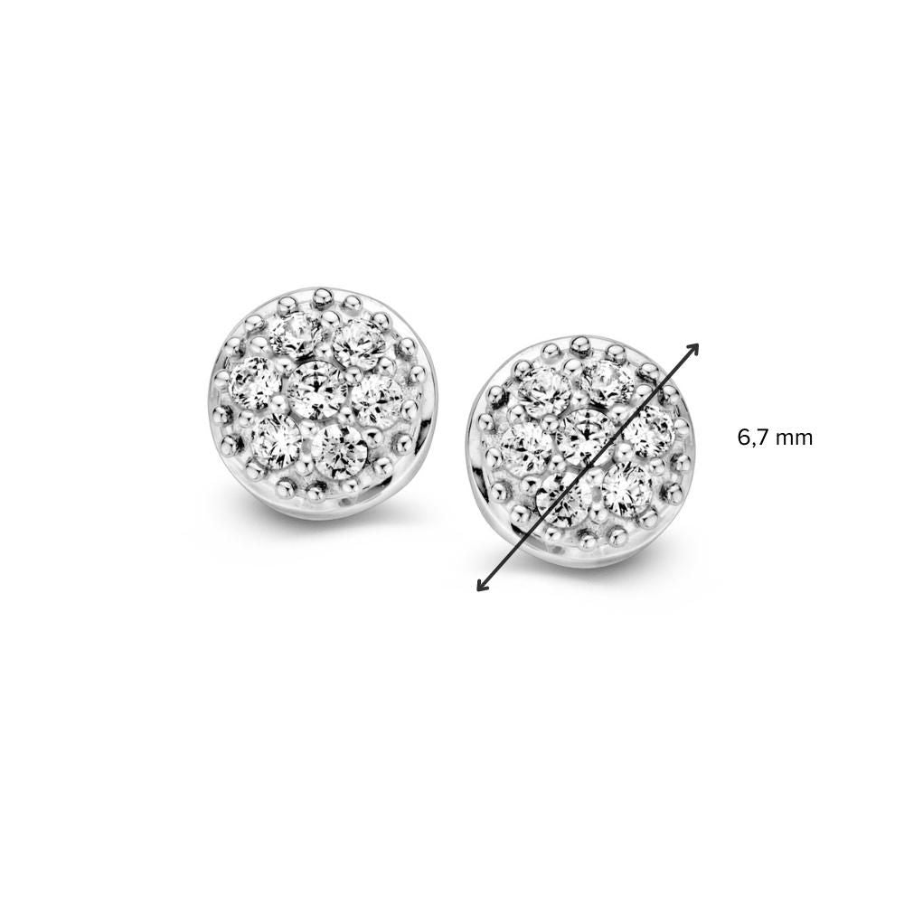 Ohrstecker aus Weißgold mit Zirkonia – 14K Ohrringe für Damen, 7 mm Durchmesser