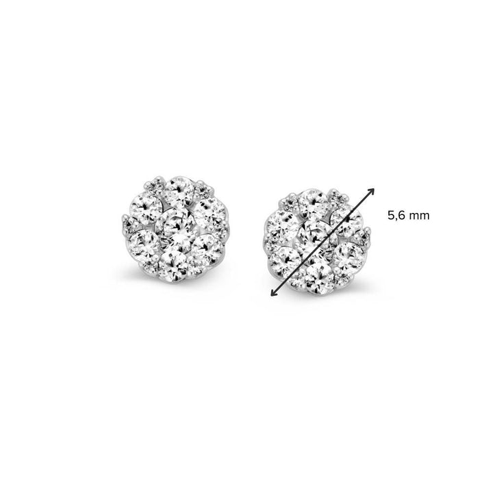Witgouden Oorstekers met Zirkonia in Klassieke Rozetzetting – 14K Oorbellen voor Dames, 6 mm