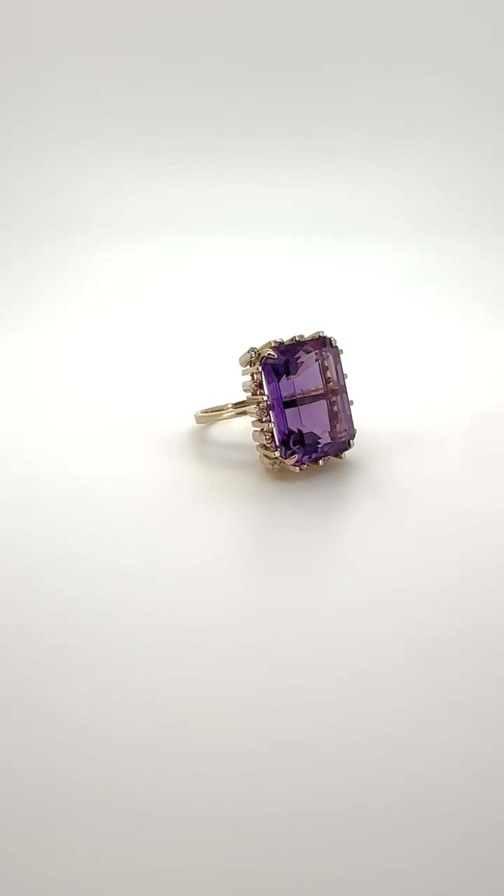 Vintage Goldring Amethyst und Diamant 14K 10.7gr