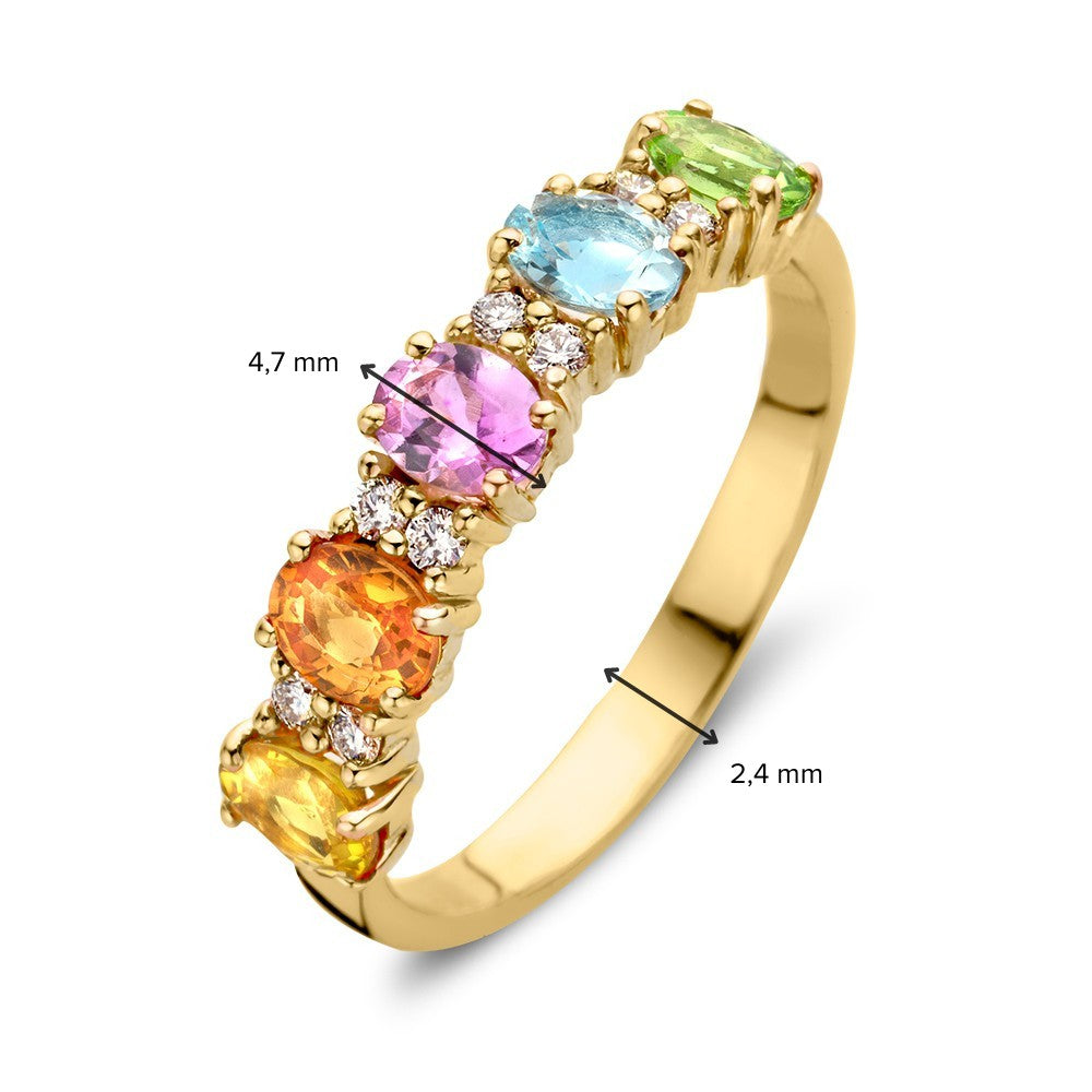 18kt Roségoldener Ring mit Regenbogen-Saphiren und Brillanten – Van der Kooij Luxusschmuck