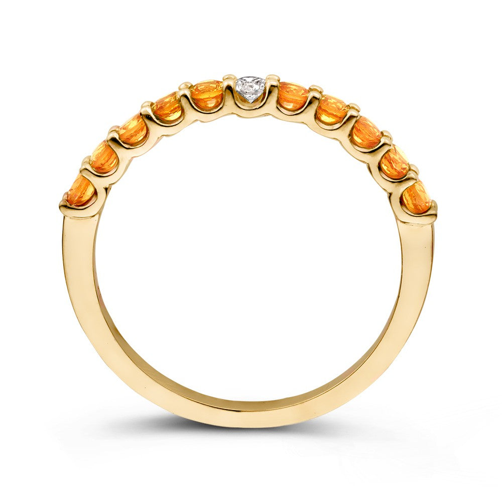 18 Karat Gelbgoldring mit orangefarbenen Saphiren und weißen Brillanten – Van der Kooij Exclusiv
