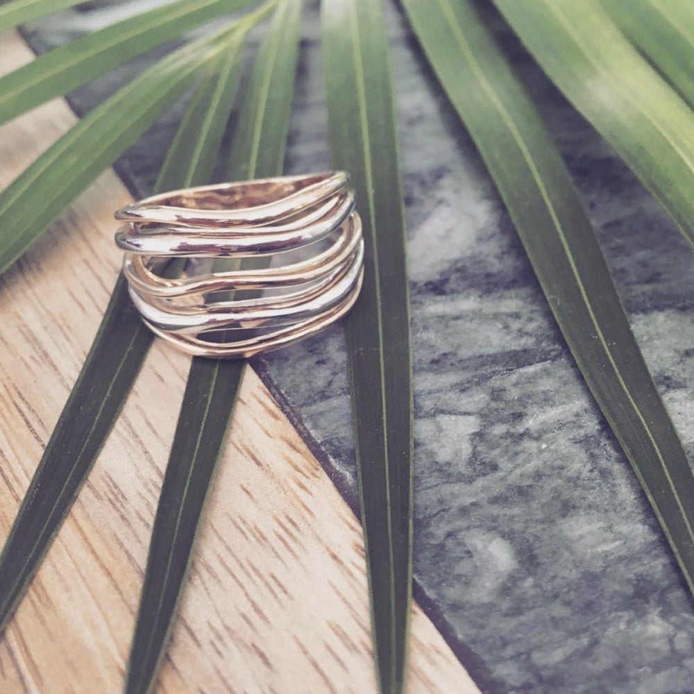 14 Karat Goldring für Damen – Gelb-/Weißgold – Van der Kooij – Kostenloser Versand