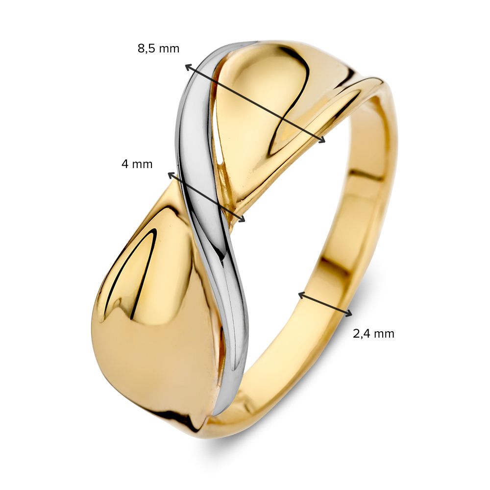 Zeitloser 14 Karat Bicolor Damenring – Eleganz in Gelb- und Weißgold