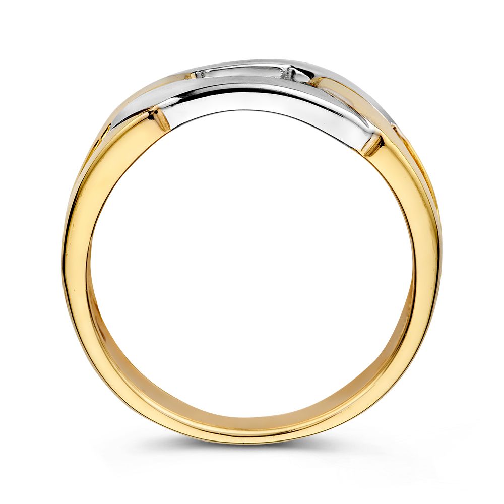 Zeitloser 14 Karat Bicolor Damenring – Verbundenheit in Gelb- und Weißgold