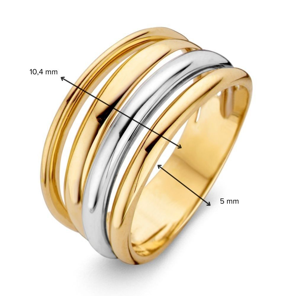 Damenring aus 14 Karat Gelb-/Weißgold – 10,4 mm breit