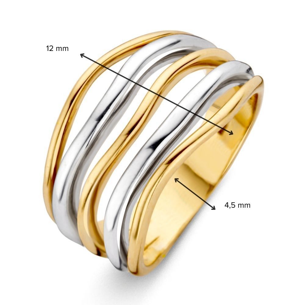 14 Karat Goldring für Damen – Gelb-/Weißgold – Van der Kooij – Kostenloser Versand