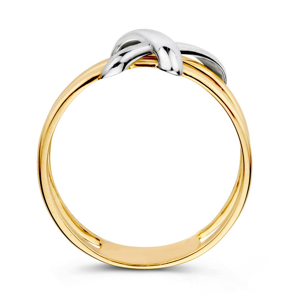 14 Karat Bicolor Damenring – Luxus und Eleganz in Gelb- und Weißgold