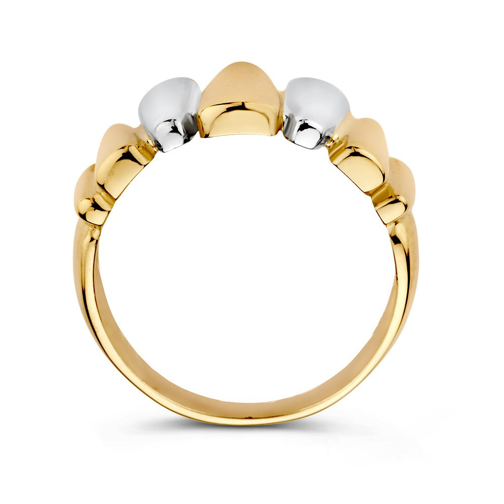 14 Karat Bicolor Damenring – Luxus und Eleganz in Gelb- und Weißgold