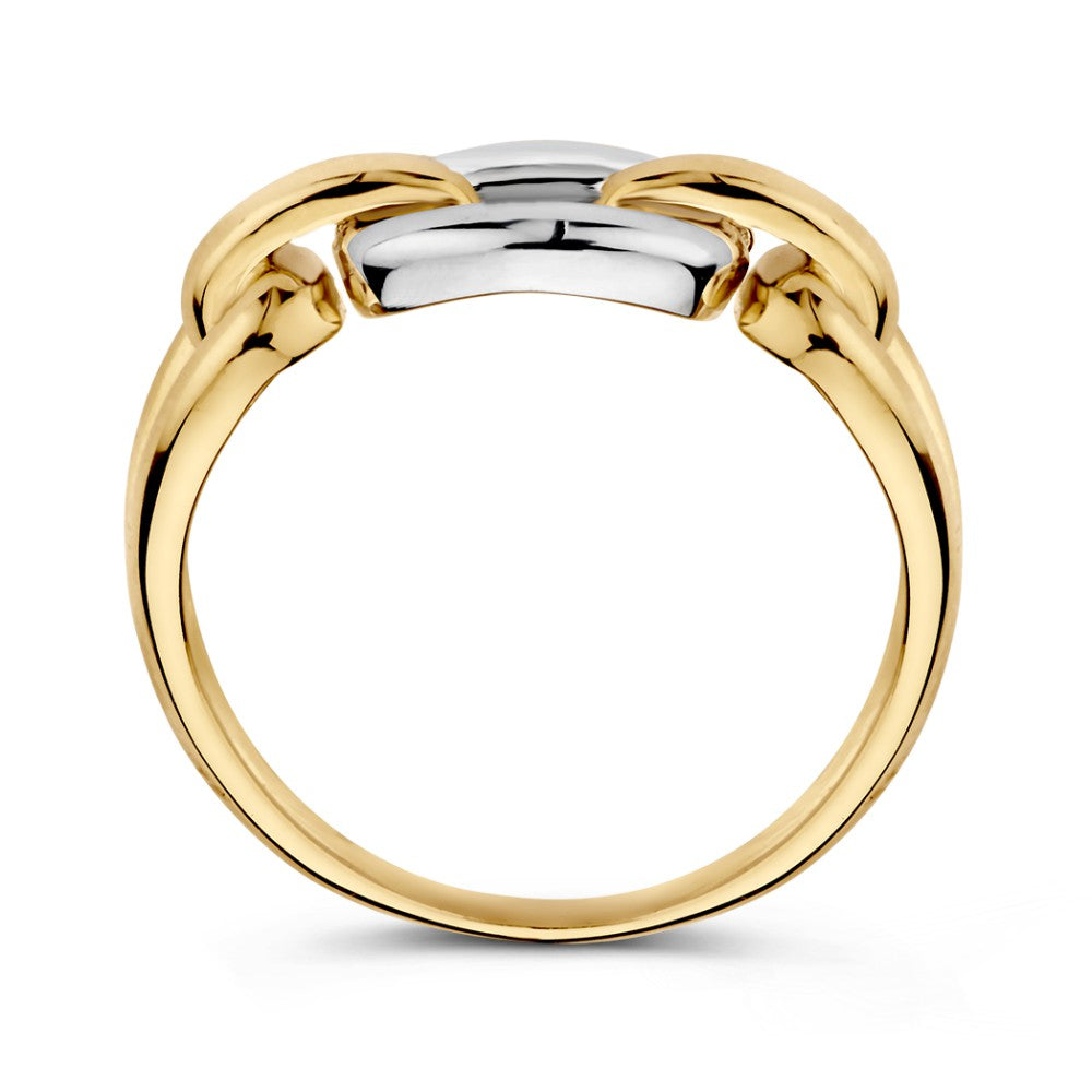 14-karätiger Bicolor-Ring aus Weiß- und Gelbgold