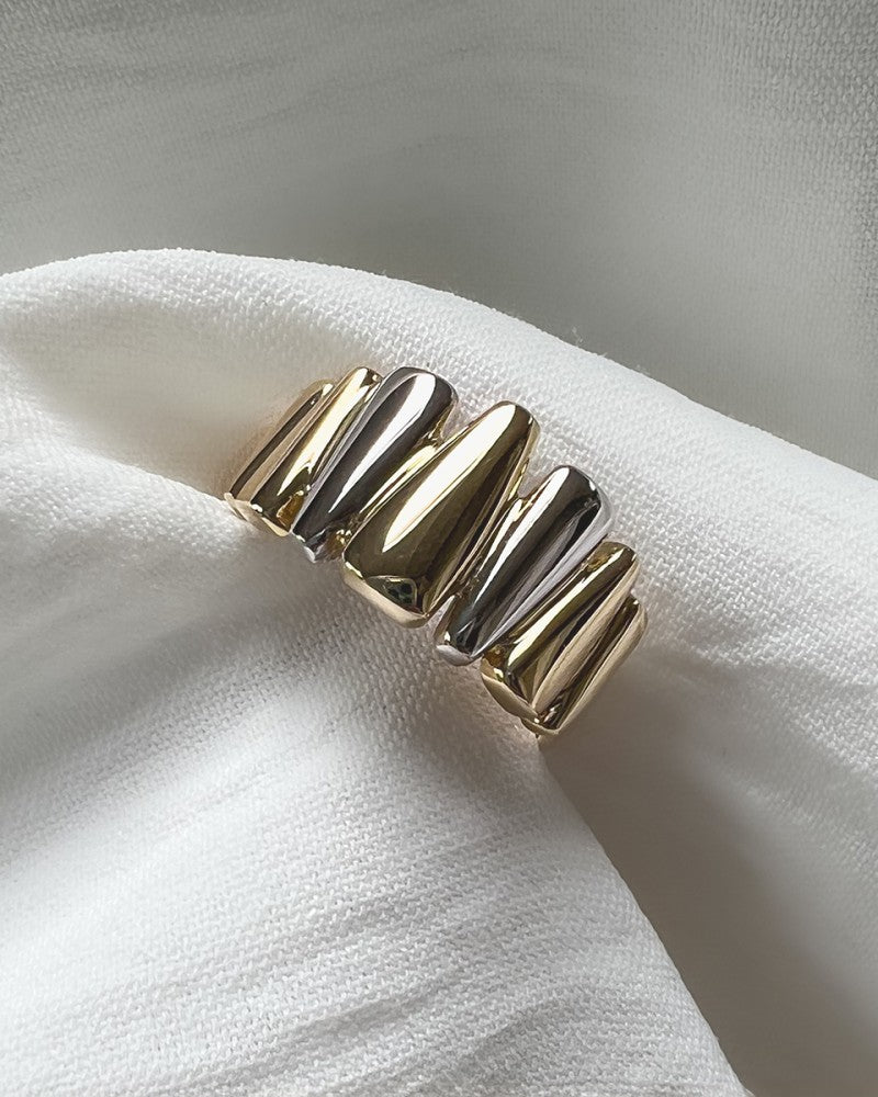 14 Karat Bicolor Damenring – Luxus und Eleganz in Gelb- und Weißgold