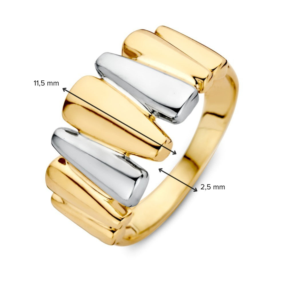 14 Karat Bicolor Damenring – Luxus und Eleganz in Gelb- und Weißgold