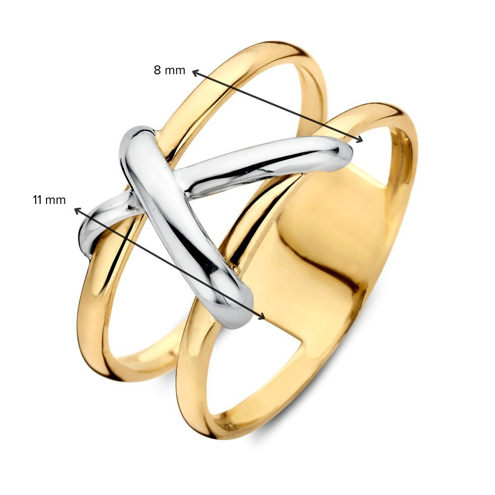 14 Karat Bicolor Damenring – Luxus und Eleganz in Gelb- und Weißgold