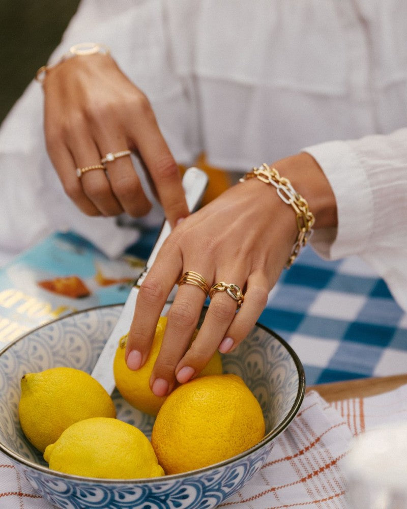 14-karätiger Bicolor-Ring aus Weiß- und Gelbgold