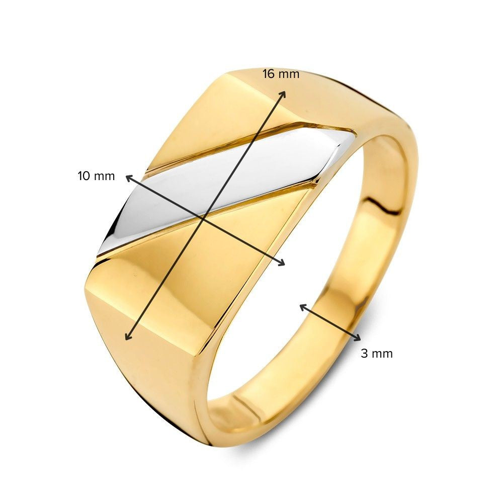 Bicolor Gelb- und Weißgold Herrenring – Luxuriöses und langlebiges Design