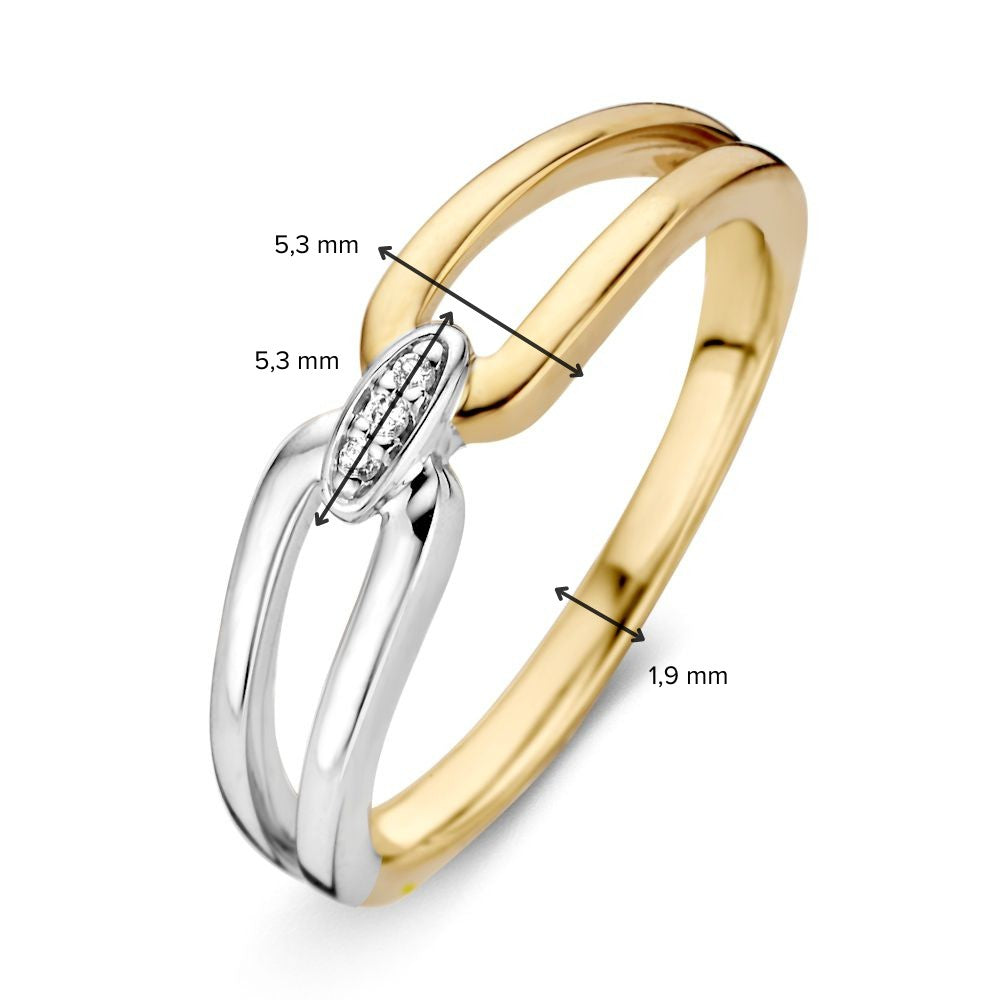 14 Karat Bicolor Damenring mit Diamant – Eleganz und Luxus