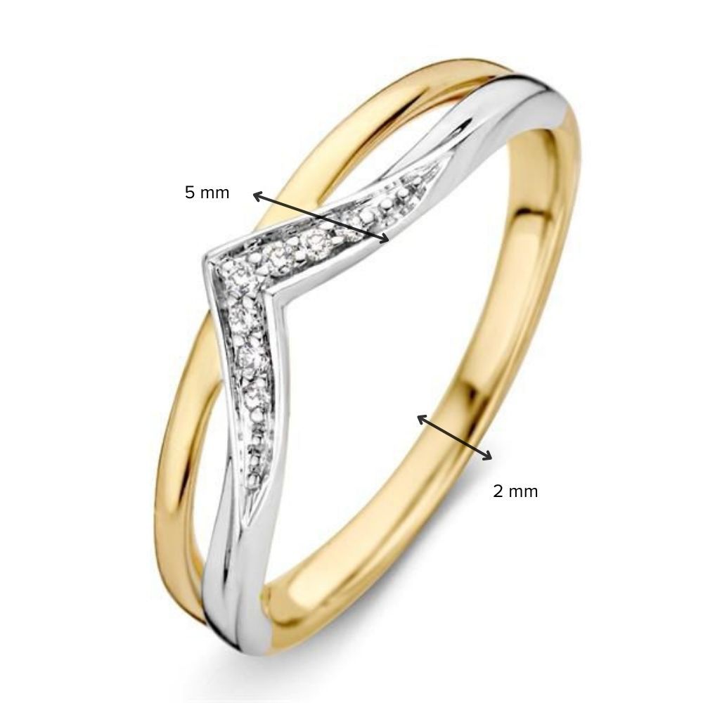 14-Karat-Bicolor-Damenring aus Gold mit Brillantschliff-Diamant