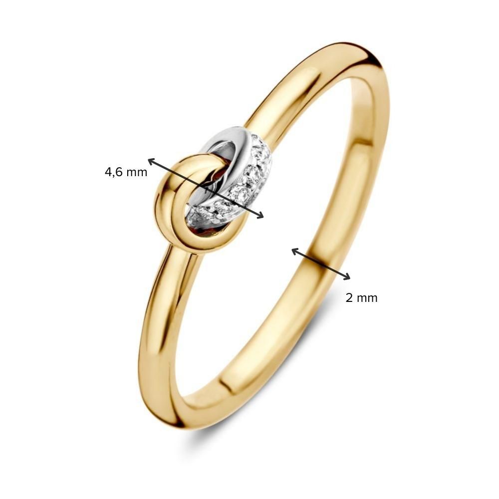 Damenring aus 14 Karat Bicolor-Gold mit Diamant im Brillantschliff