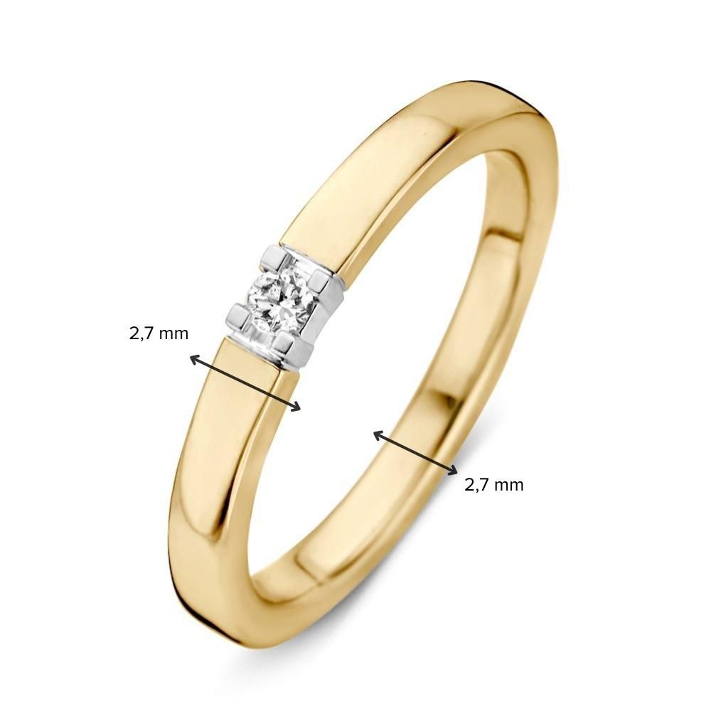 Bicolor 14kt Weiß- und Gelbgold Damenring mit 0.05ct Brillant Diamant